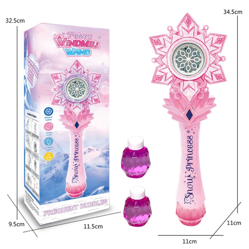 Magic Princess Bubble Wand – Light-Up Automatic Bubble Blower for Girls, Musical Heart Crown Wand, Leak-Proof Design, Birthday & Party Gift for Kids Ages 3+